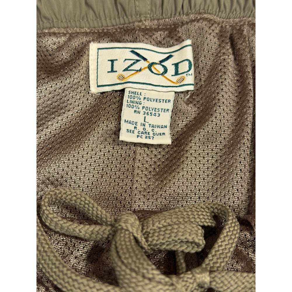 Vintage IZOD Mens Khaki Windbreaker Pants Mesh Lined Track Joggers Large - Picture 2 of 8